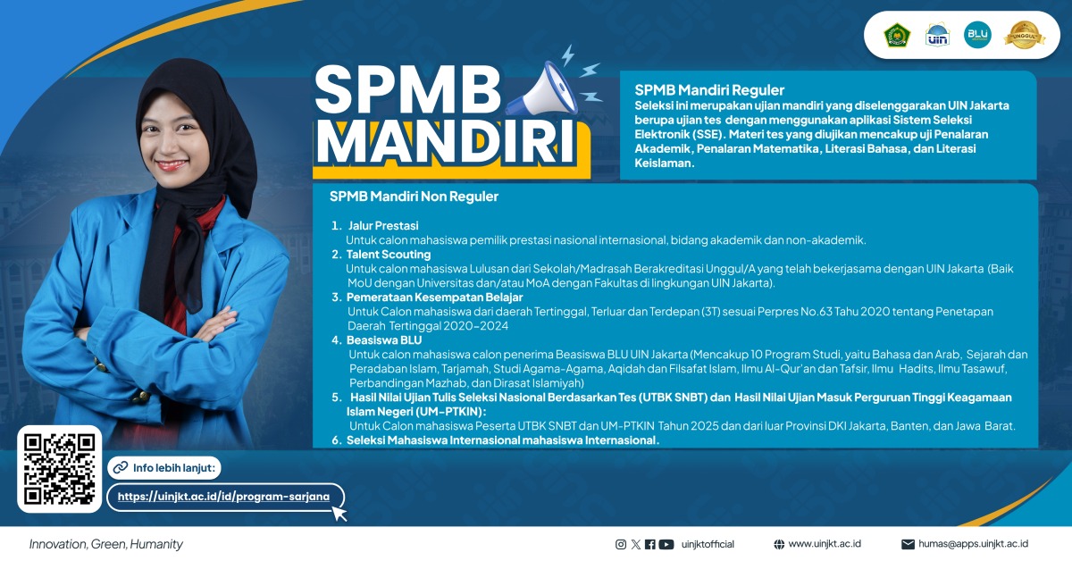 Pendaftaran SPMB Mandiri Reguler & Non-Reguler UIN Jakarta 2025/2026 Resmi Dibuka!